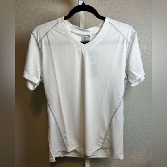 NWT River’s End Men’s White V Neck Short Sleeve Athletic Workout Top - Size L - Picture 1 of 6